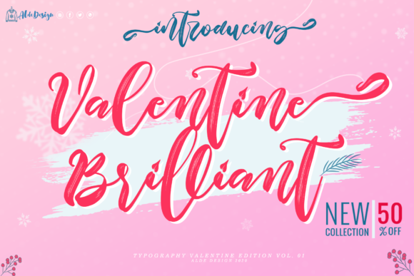 Valentine Brilliant: A Festive Handwritten Font for Romantic Branding